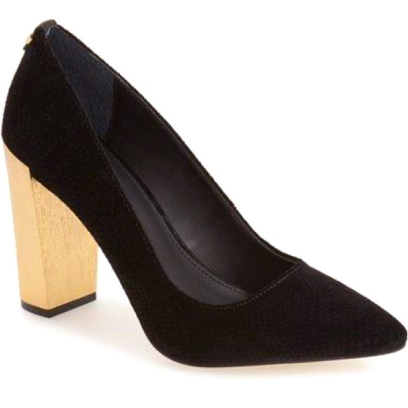 Calvin Klein Shoes - Calvin Klein Neema Pointed Toe Pumps Black and Gold Size 6